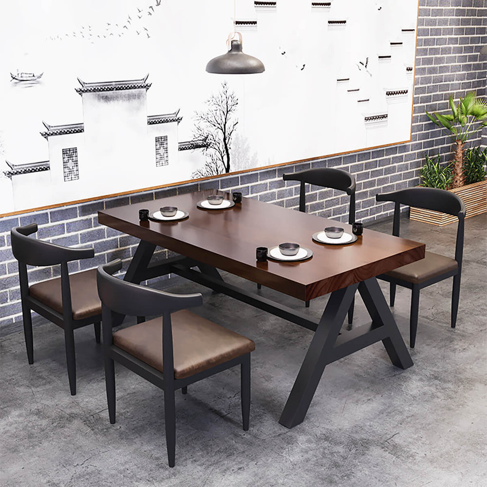 5 Pieces Industrial Style Wooden Table and Chair Set