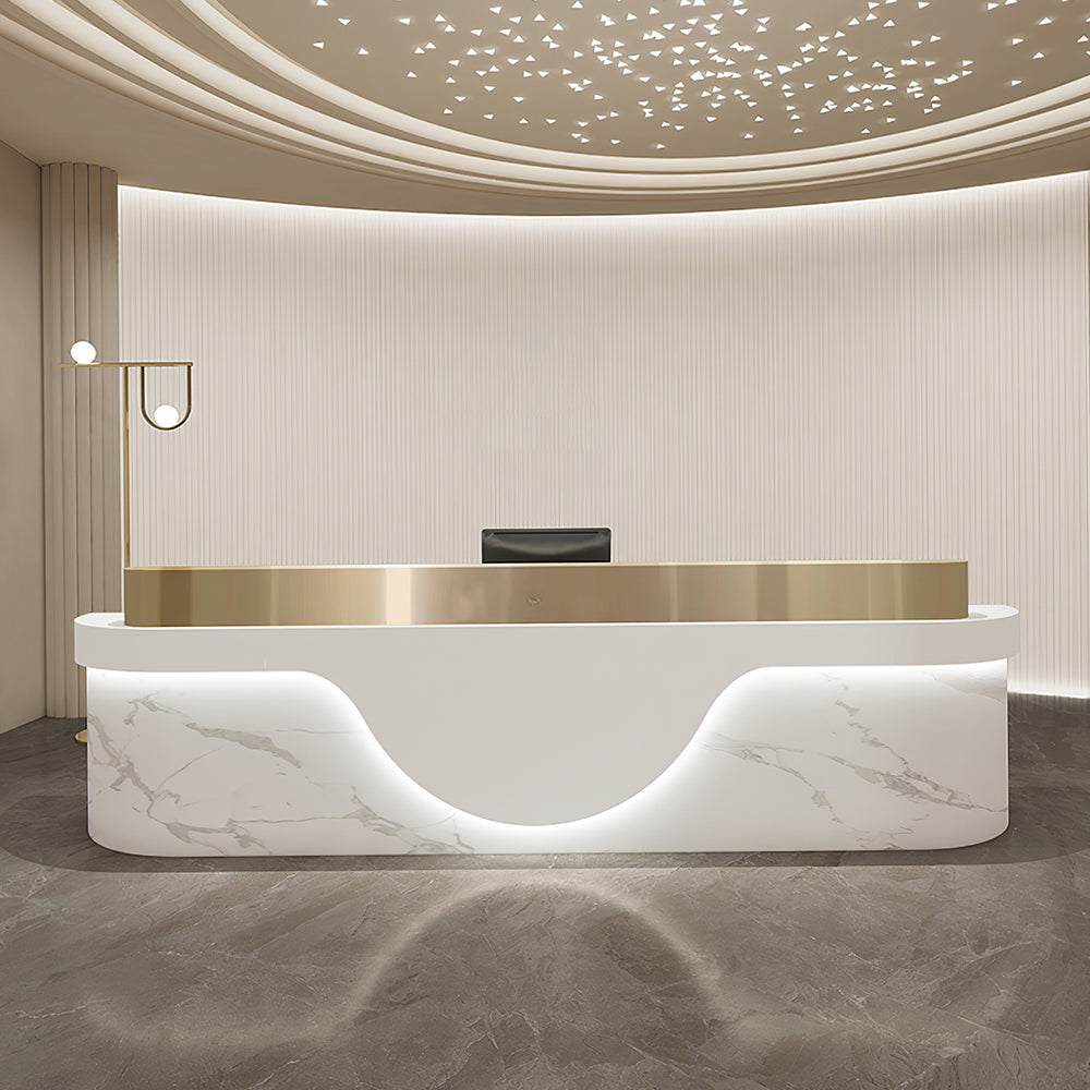 Luxury Beauty Salon Curved Reception Desk with Counter