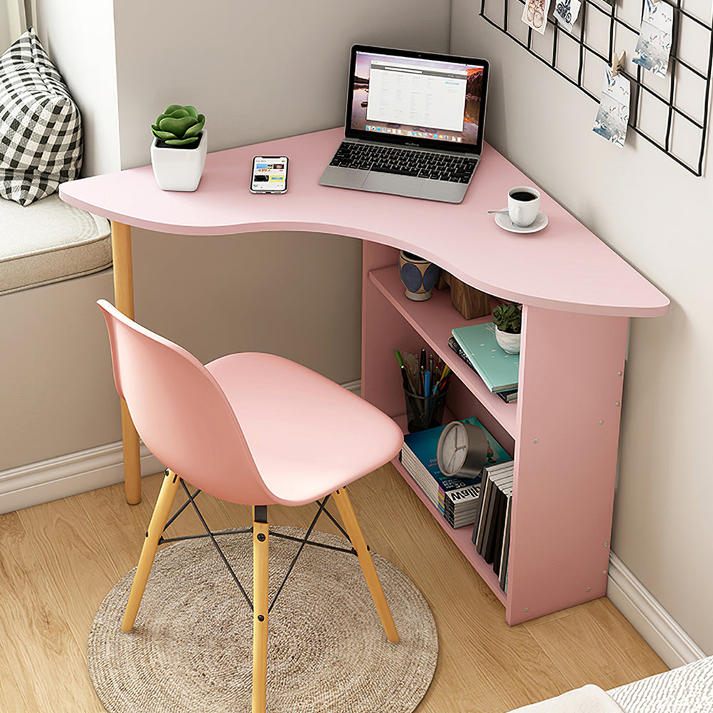 Minimalist Small Corner Writing Desk with Built-In Storage Cabinet