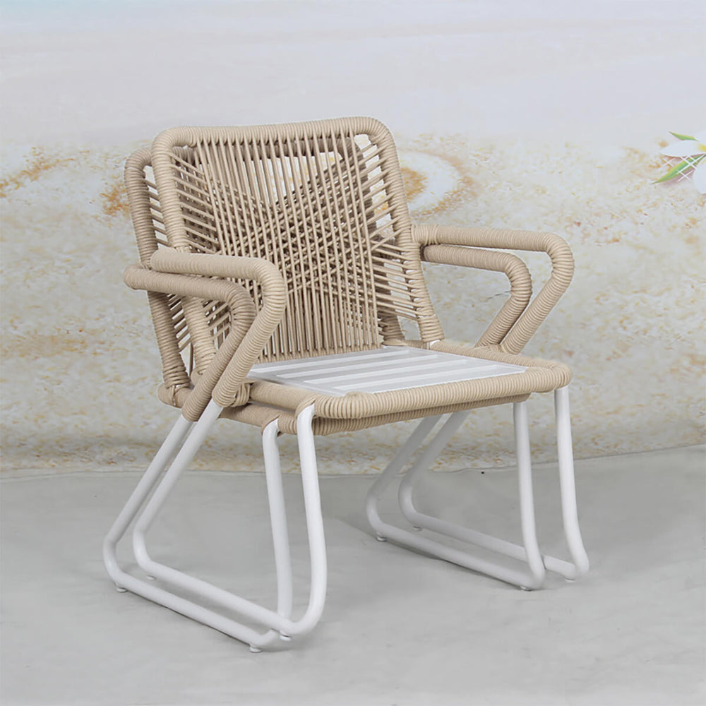 2 Pieces Braided Rope Outdoor Dining Chairs