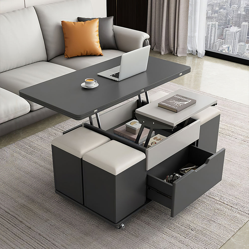 Multifunctional Foldable Coffee Table with Lift-Top Design