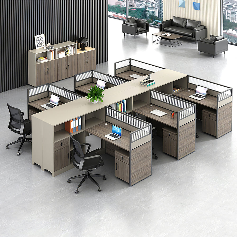 Modern Privacy Panel Employee Office Desk with Side Storage