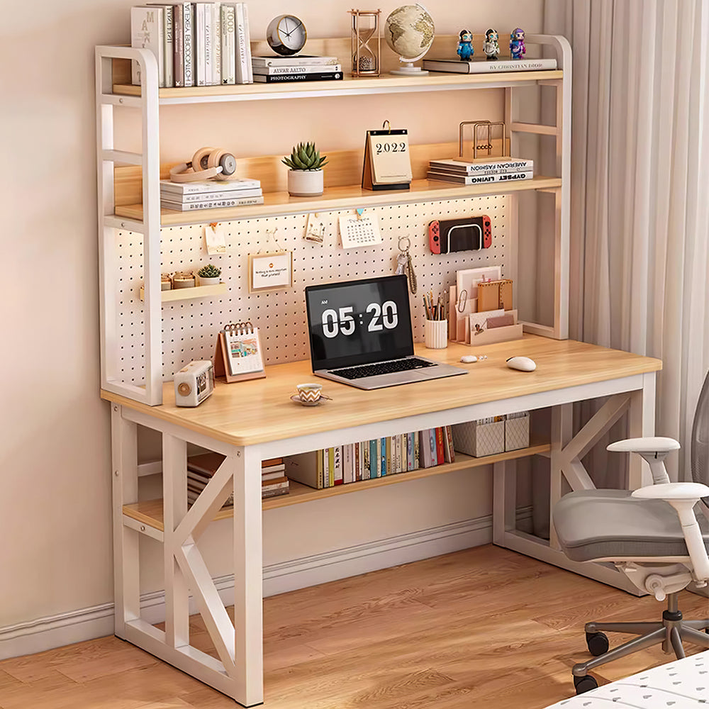 Solid Wood Home Small Spaces Writing Desk Office Desk with Pegboard