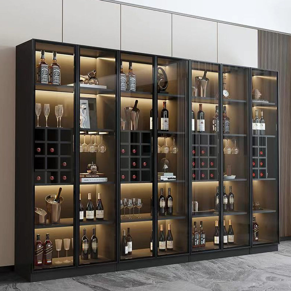 Luxury Black Floor-to-Ceiling Wine Storage Cabinet