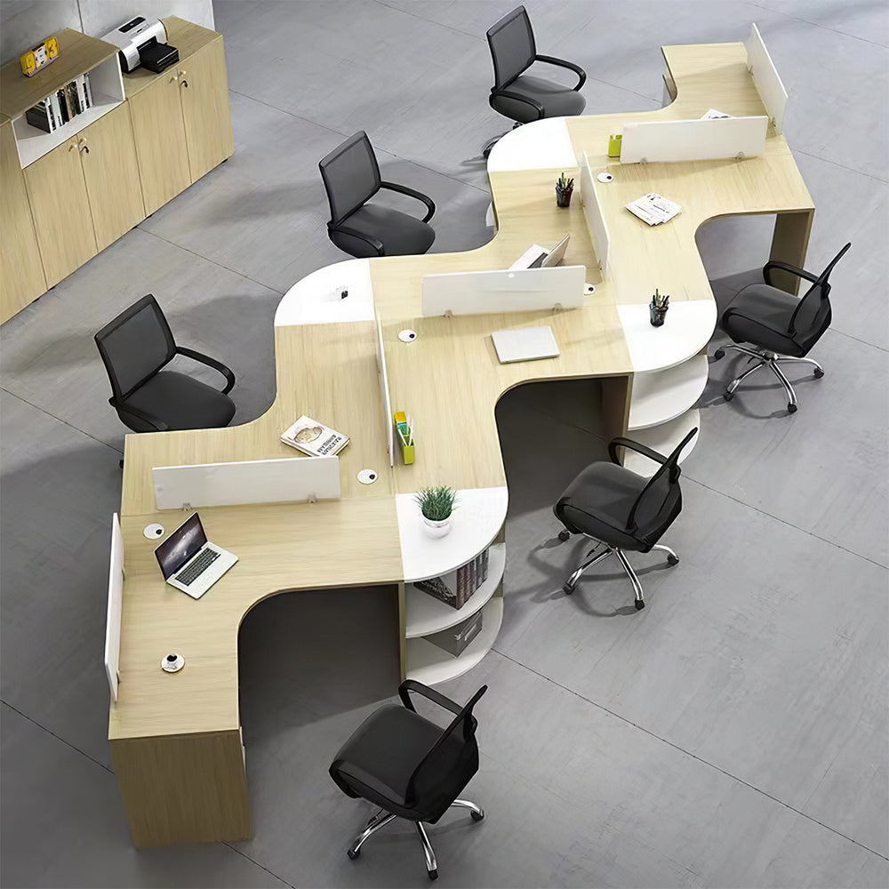 Modern Corner Shaped Employee Office Desk with Partition Panel