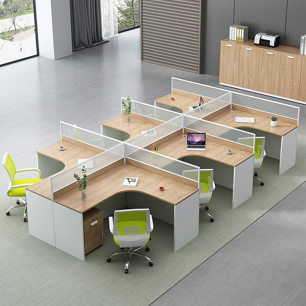 Modern Office Desk with Partition Panel for Employee Workstations