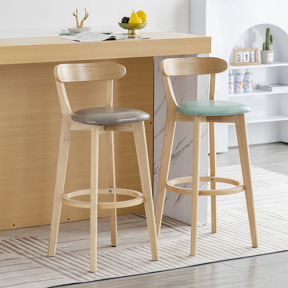 Stylish Solid Wood Home Bar Stool with Backrest Design