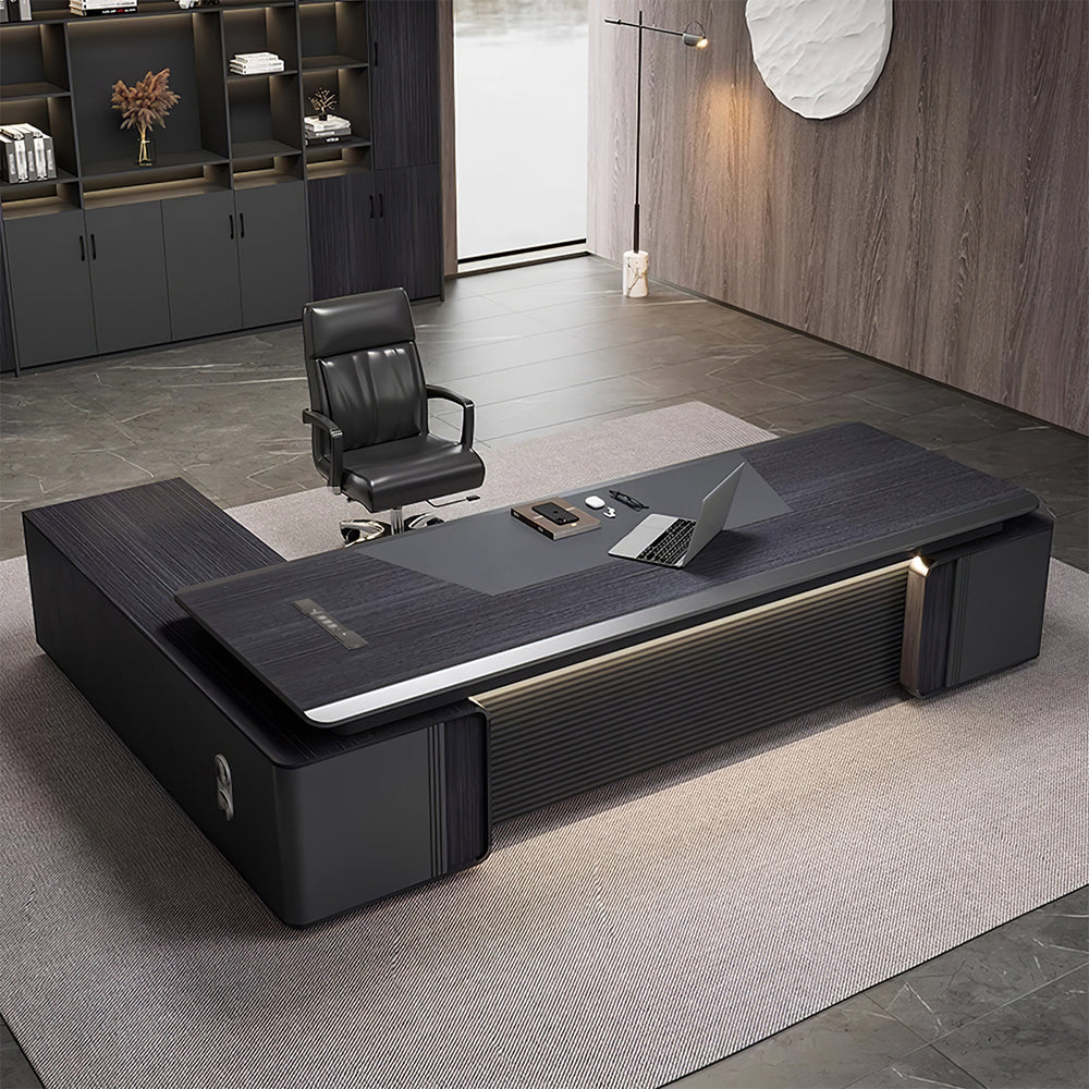 Modern Executive Office Desk for Manager with Storage Cabinet