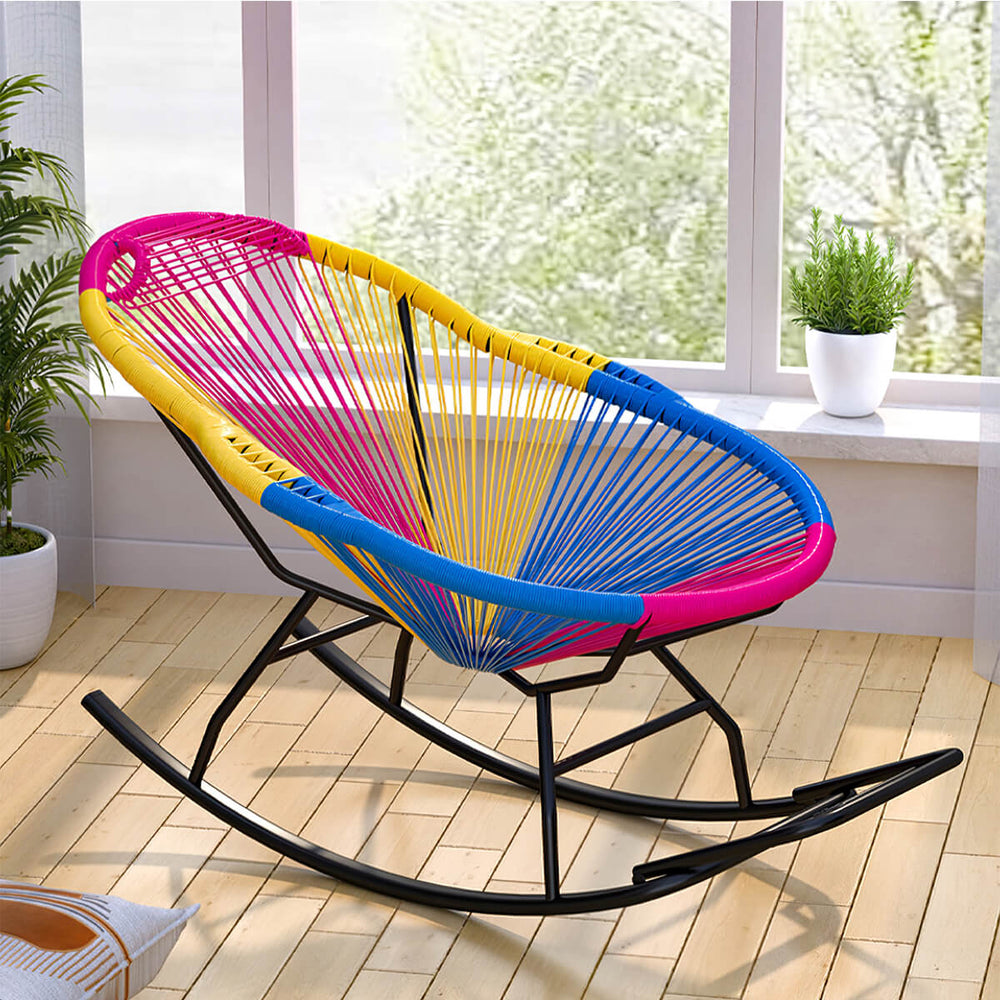 Colorful Woven Balcony Rocking Chair