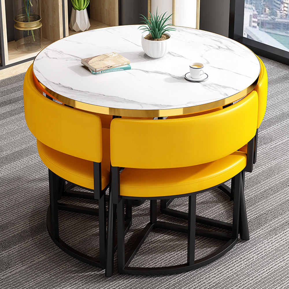 Modern Office Reception Round Table with 4 Backrest Chairs