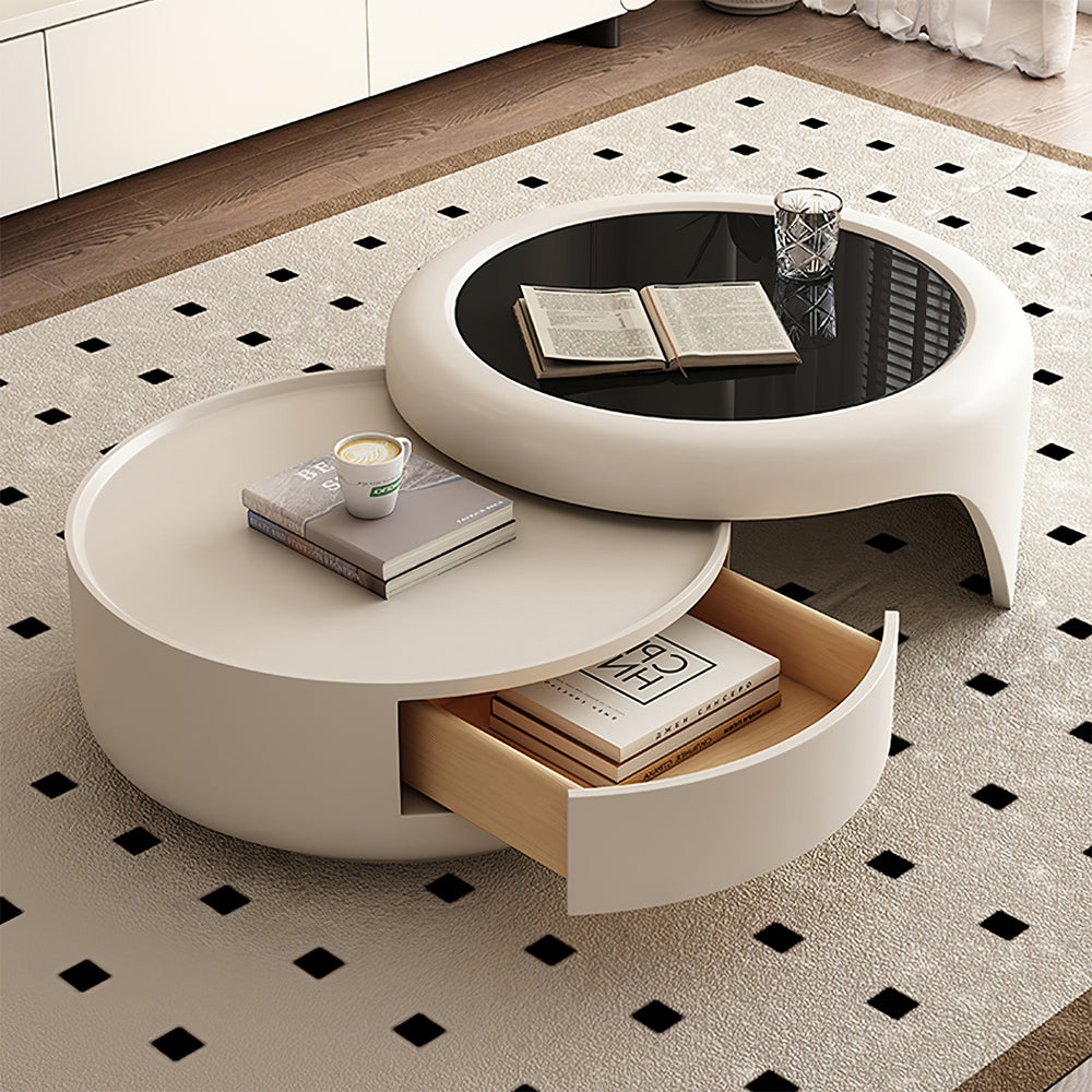 Fire-Resistant Italian Minimalist Round Coffee Table with Sturdy Desktop