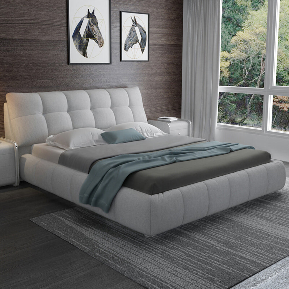 Modern Queen-Size Bed with Storage and Removable Cover Design