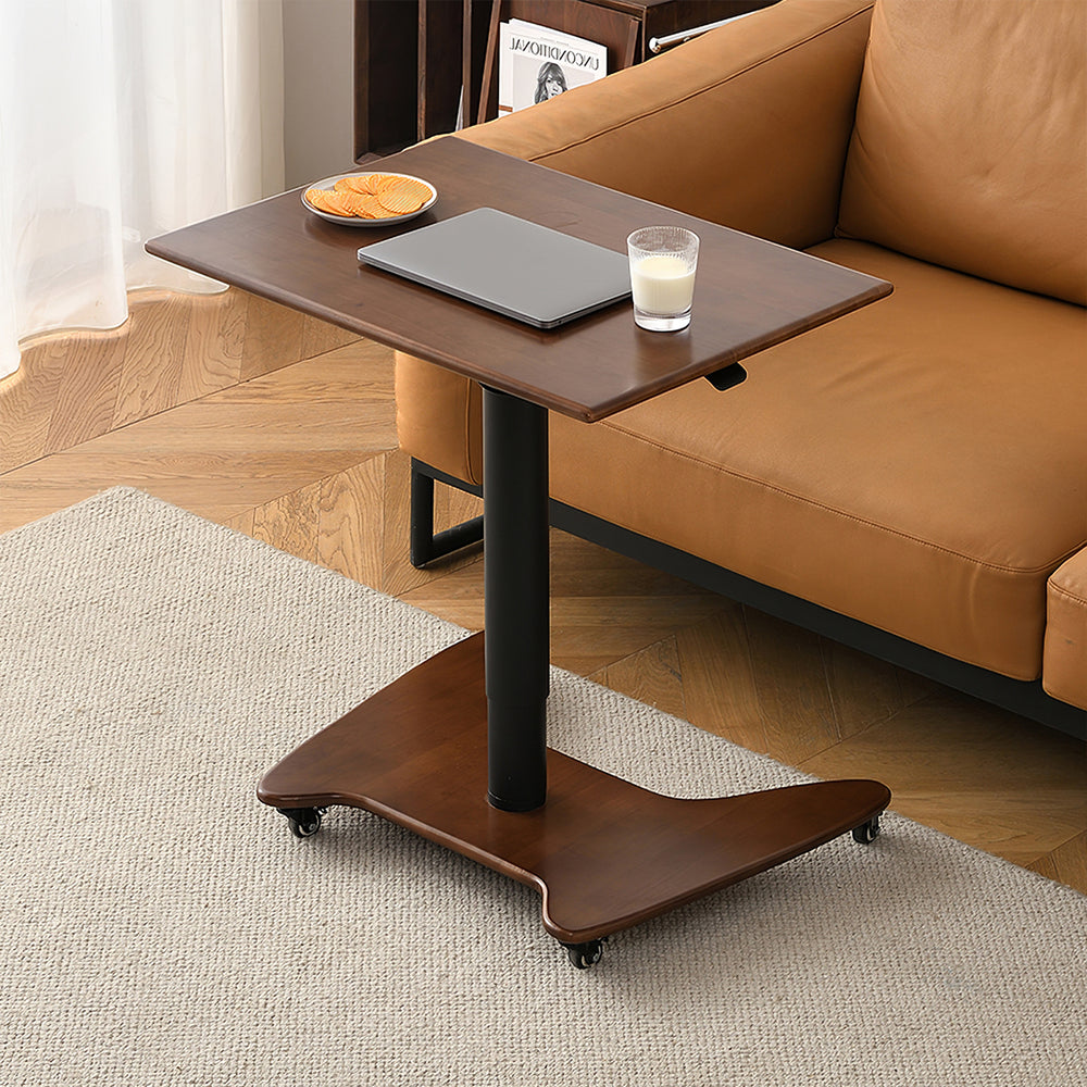 Adjustable Height Solid Wood Computer Desk with Casters