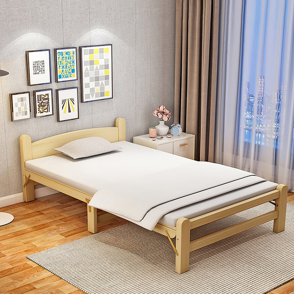 Minimalist Foldable Solid Wood Bed with No Assembly Required