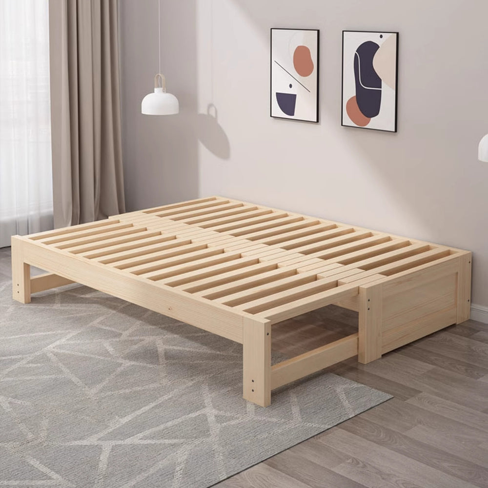 Versatile Solid Wood Extendable Bed with Raised Bed Leg Design