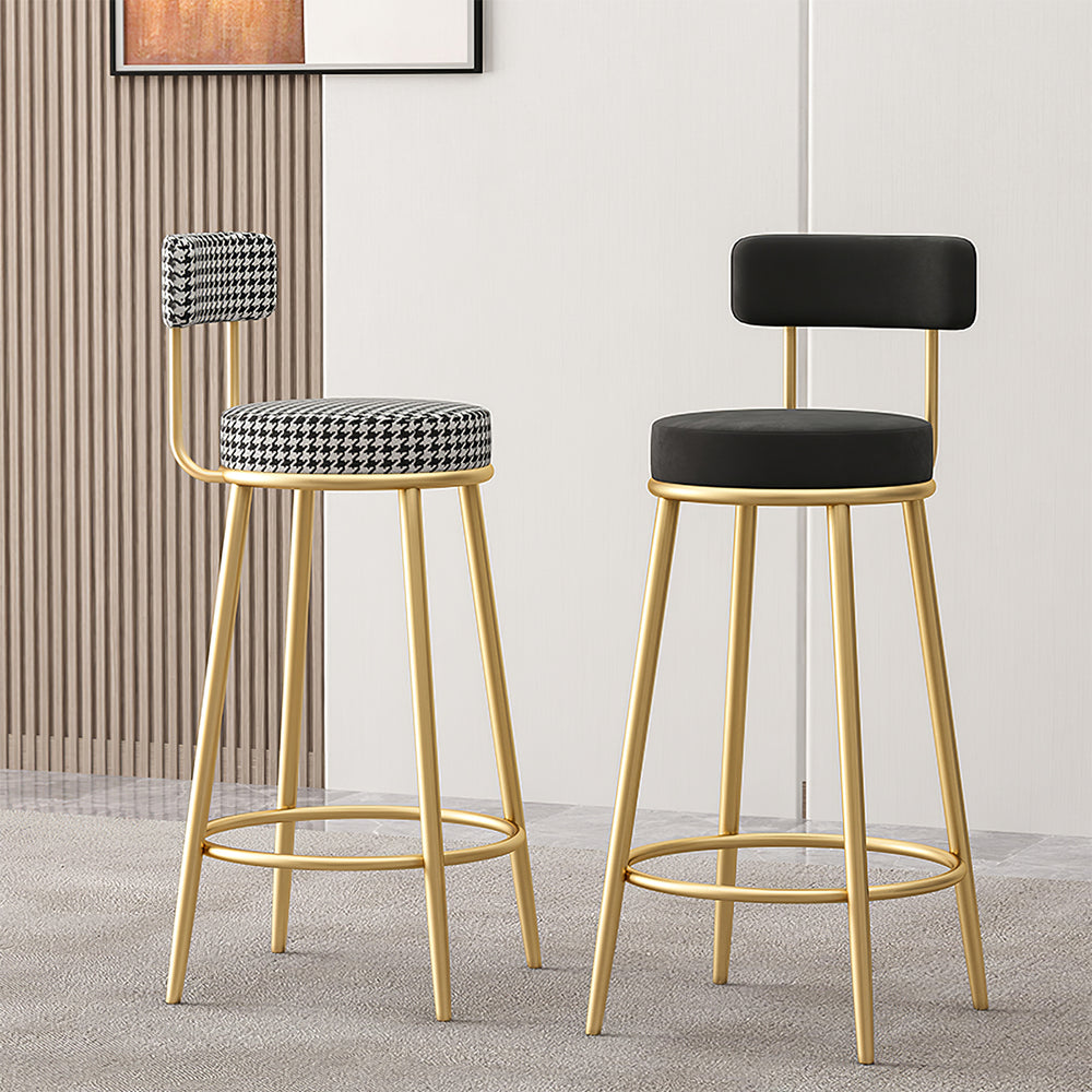 Modern Backrest Bar Stool with Velvet Cushion for Home Bar Area