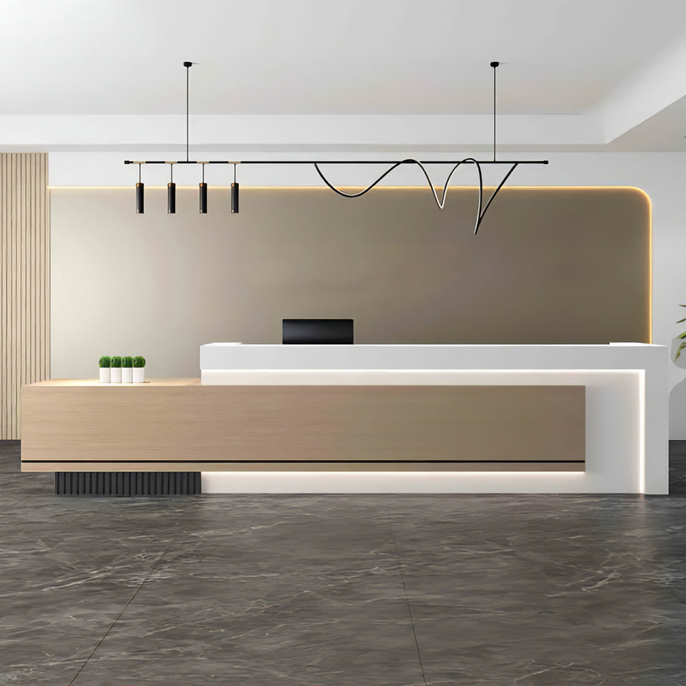 Minimalist Office Lobby Reception Desk with Lockable Storage