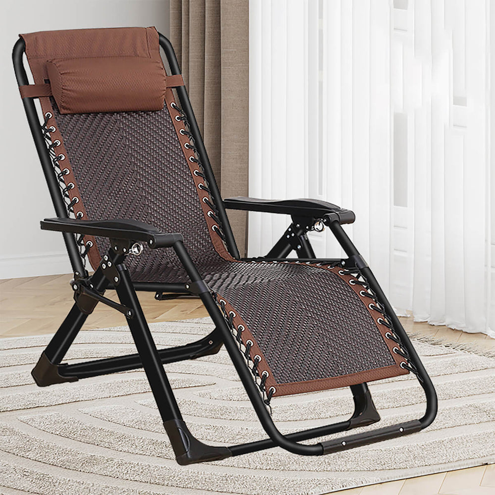 Rattan Outdoor Folding Lounge Chair with Armrest