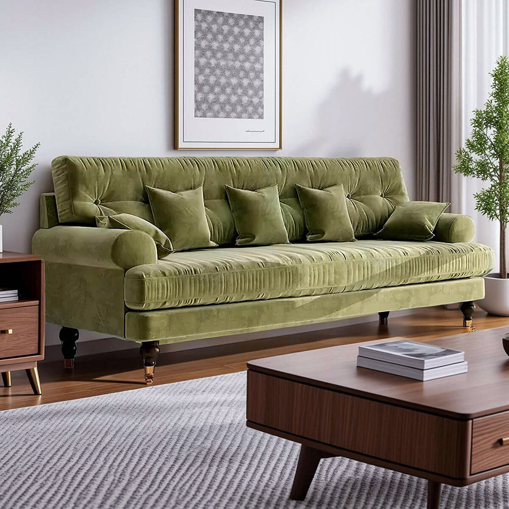 Vintage Velvet Green Living Room Sofa